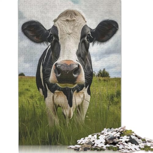 Holstein-Kuh-Porträt-Puzzle, schwierige Herausforderung, 100 Prozent recycelter Karton, Puzzle für Erwachsene, Teenager, 1000 Teile (75 x 50 cm) von LMYmoney