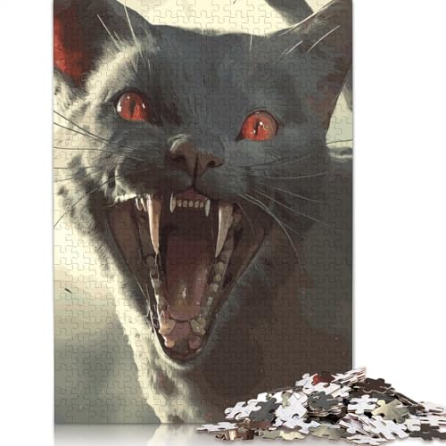 Horror Cat Puzzle 1000 Teile Schwer Puzzle Spielzeug Lernspiel Impossible Herausforderungsspielzeug Für Erwachsene Und Kinder Ab 14 Jahren 1000pcs (75x50cm) von LMYmoney