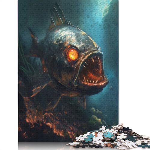 Horror Piranha Dark Demon Puzzles 1000 Teile Schwer Puzzle Spielzeug Lernspiel Impossible Herausforderung Spielzeug Für Erwachsene Und Kinder Ab 14 Jahren 1000pcs (75x50cm) von LMYmoney