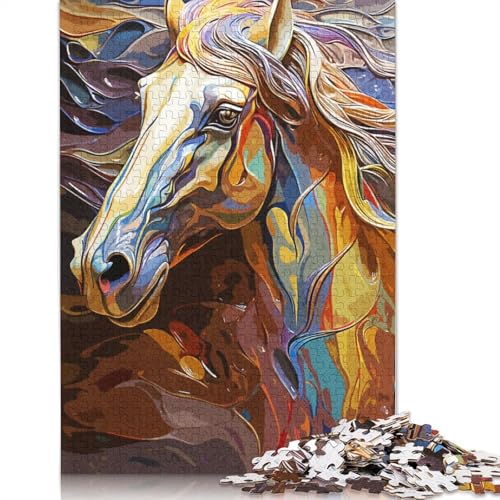 Horse Vintage 3D Puzzle 1000-teilige Schwer Puzzle Spielzeug Lernspiel Impossible Herausforderung Spielzeug Für Erwachsene Und Kinder in Bewährter 1000pcs (75x50cm) von LMYmoney