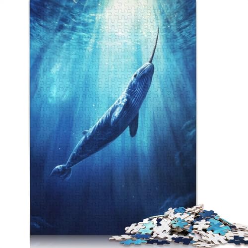 Huge Narwhal Whale Underwater Puzzle 1000 Teile Schwer Puzzle Spielzeug Lernspiel Impossible Herausforderungsspielzeug Für Erwachsene Und Kinder in Bewährter 1000pcs (40x28cm) von LMYmoney