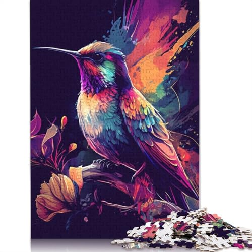 Hummingbird in Neon Colors Puzzle 1000 Teile Schwer Puzzle Spielzeug Pädagogisches Spiel Impossible Herausforderungsspielzeug Für Erwachsene Kinder 1000pcs (40x28cm) von LMYmoney