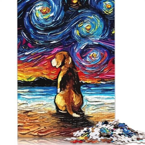 Hund, Sternennacht, Beagle, 520-teiliges Puzzle für Erwachsene, interessante Stressabbau-Puzzlespiele für Erwachsene, für Erwachsene und Teenager, 520 Teile (52 x 38 cm) von LMYmoney