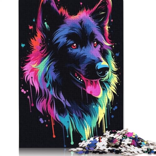 Hund Neon Tierfreund Haustier Erwachsenen-Puzzle-Spielzeug Lernspiel Erwachsenen-Puzzle-Spiele für Frauen Männer 1500 Teile (85 x 57 cm) von LMYmoney