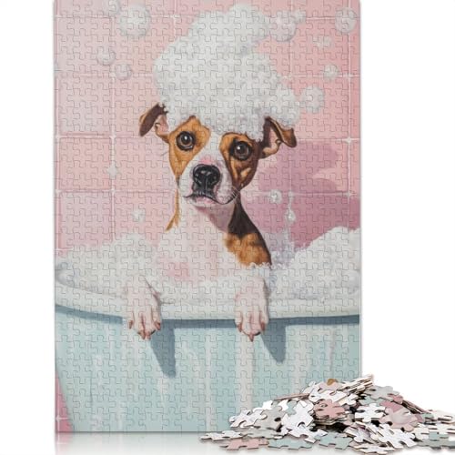 Hund im Schaumbad, Puzzle-Spielzeug, Lernspiel, Premium-Puzzle aus Karton für Erwachsene und Kinder, Geschenk, 1000 Teile (26 x 38 cm) von LMYmoney