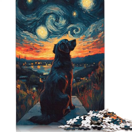 Hund unter der Sternennacht, Puzzle für Erwachsene, 520 Teile, lustiges Denksport-Puzzle für Kinder ab 12 Jahren, 520 Teile (52 x 38 cm) von LMYmoney