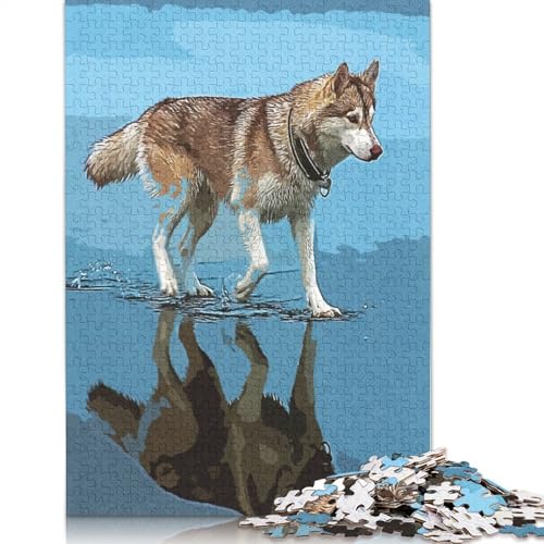 Hunde Spielen im Wasser, Puzzle, Familienspaß, rechteckiges Papierpuzzle für Jungen oder Mädchen, Kindertagsgeschenke, 1000 Teile (26 x 38 cm) von LMYmoney