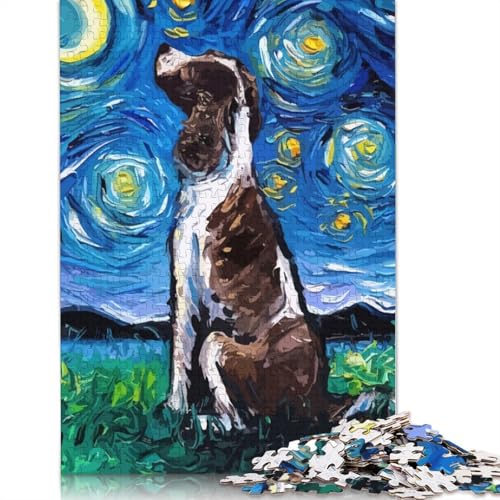 Hunde-Sternennacht-Puzzle für Erwachsene, Van Gogh, 1000 Teile, 100 Prozent recycelte Holzplatte, Denkpuzzles für Erwachsene, für Jungen oder Mädchen, 1000 Teile (75 x 50 cm) von LMYmoney