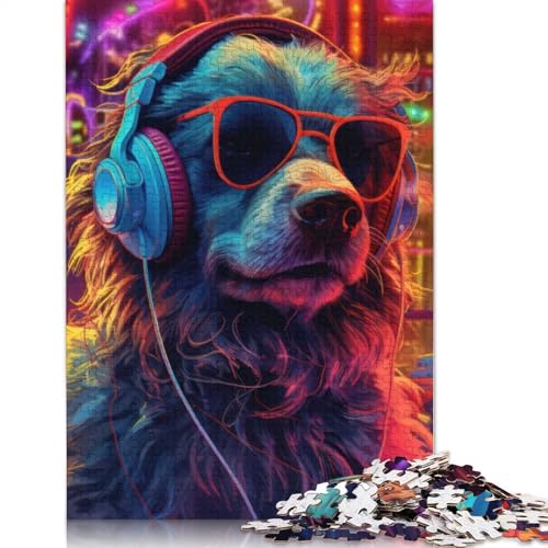 Hundekopfhörer-DJ-Musik-Puzzle für Erwachsene, 1000 Teile, interessantes Puzzle zur Stressreduzierung für Frauen und Männer, 1000 Teile (75 x 50 cm) von LMYmoney