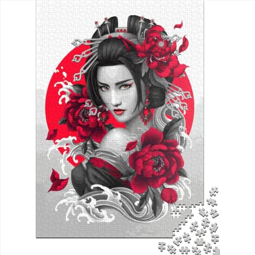 Japanese Geisha Puzzle 1000-teilige Schwer Puzzle Spielzeug Lernspiel Impossible Herausforderungsspielzeug Für Erwachsene Und Kinder Ab 14 Jahren 1000pcs (75x50cm) von LMYmoney