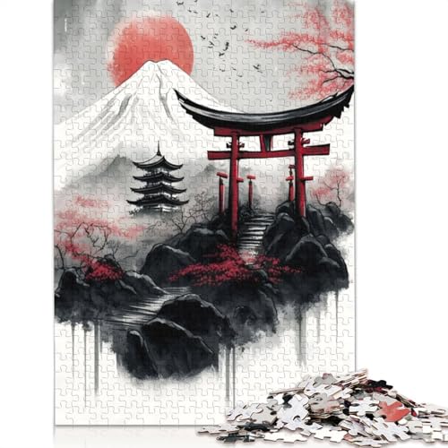 Japanische Landschaft, Tintenwäsche, Puzzlespielzeug für Erwachsene, Lernspiel, Puzzlespiele für Erwachsene für Frauen und Männer, 520 Teile (52 x 38 cm) von LMYmoney