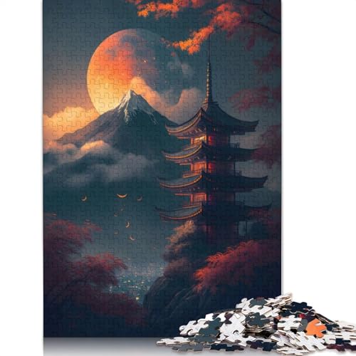 Japanische Nachtlandschaft, 520 Puzzles für Erwachsene, Spielzeug, Lernspiel, Herrenpuzzles für Erwachsene, für Erwachsene, Teenager, 520 Teile (52 x 38 cm) von LMYmoney