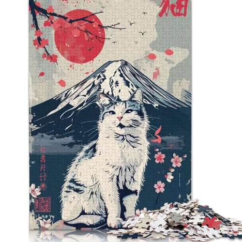 Japanische Natur-Kawaii-Katze, 520-teiliges Puzzle für Erwachsene, Dekompressionsspielzeug, Denksportaufgaben für Damen und Herren, 520 Teile (52 x 38 cm) von LMYmoney