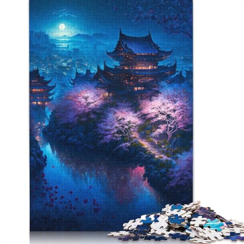 Japanische Tempel, 1000-teiliges Holzpuzzle für Erwachsene, Puzzle, Lernspiel, Herausforderungsspielzeug, 1000 Stück (75 x 50 cm) von LMYmoney