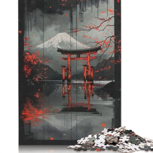 Japanische Tinte, Rot, BW, Puzzlespielzeug für Erwachsene, Lernspiel, Puzzlespiele für Erwachsene für Frauen und Männer, 520 Teile (52 x 38 cm) von LMYmoney