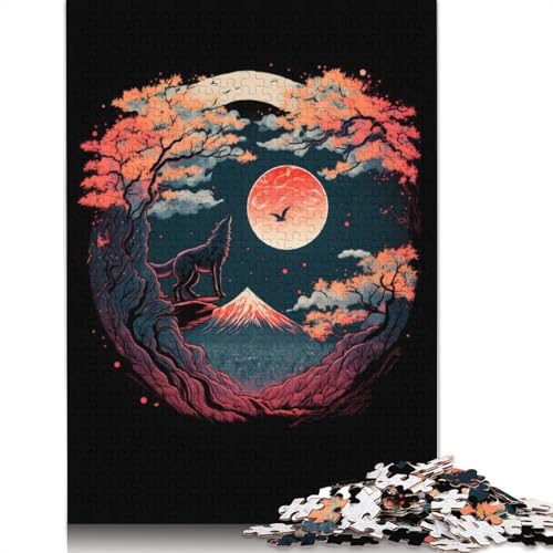 Japanische Wolfsnacht, Puzzlespielzeug für Erwachsene, Lernspiel, Puzzlespiele für Erwachsene für Frauen und Männer, 520 Teile (52 x 38 cm) von LMYmoney
