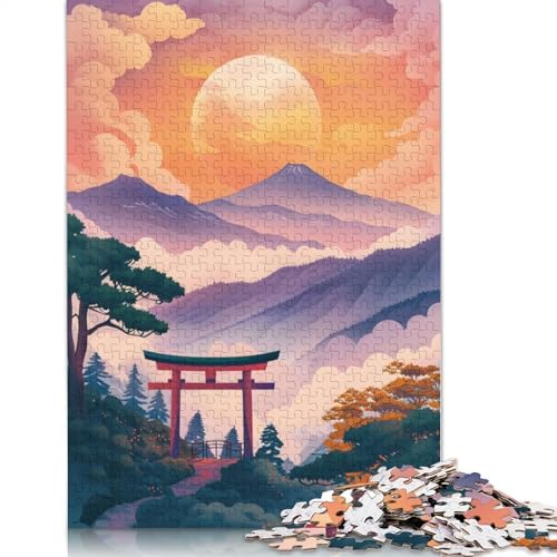 Japanisches Sonnenuntergangs-Berg-Puzzle 1000 Teile für Erwachsene, kreative Spiele, Puzzlespiele für Erwachsene für Jungen oder Mädchen, 1000 Teile (75 x 50 cm) von LMYmoney