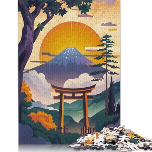 Japanisches Sonnenuntergangskunst-Puzzle für Erwachsene, Premium-Puzzle aus 100% recyceltem Brett, schwierige Puzzles für Kinder ab 12 Jahren, 1000 Teile (75 x 50 cm) von LMYmoney