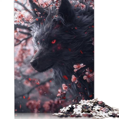 Japanisches schwarzes Kitsune-Fuchs-Puzzle für Erwachsene, Lernspiel, Puzzle-Geschenke für Kinder ab 12 Jahren, 1000 Teile (75 x 50 cm) von LMYmoney