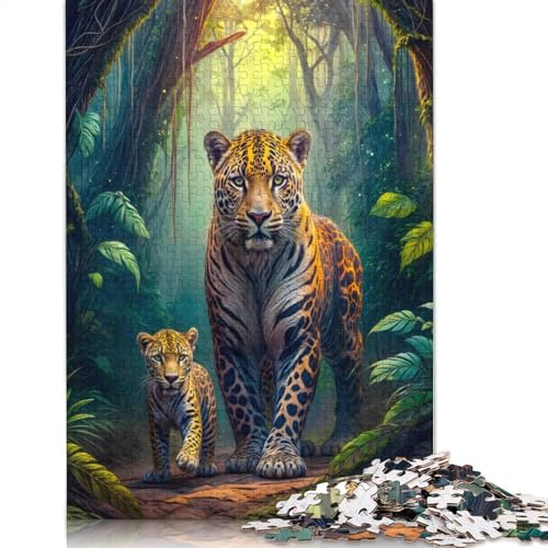 Jungle Jaguar Family Puzzle 1000-teilige Schwer Puzzle Spielzeug Lernspiel Impossible Herausforderungsspielzeug Für Erwachsene Und Kinder Ab 14 Jahren 1000pcs (38x26cm) von LMYmoney
