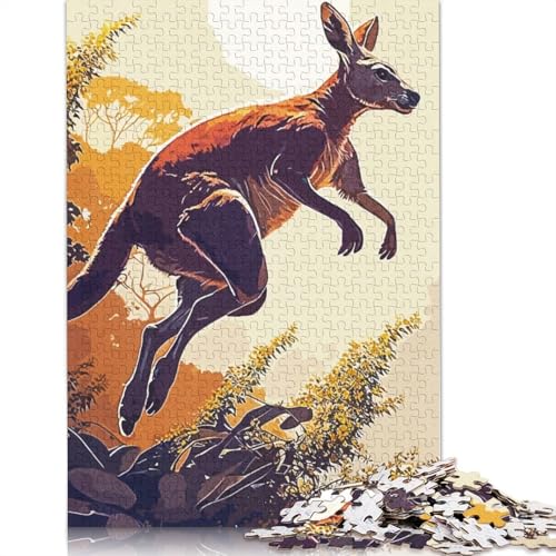 Känguru-Spring-Vintage-Puzzle, rechteckig, Pappe, 100% recycelter Karton, Puzzle für Erwachsene und Kinder, 1000 Teile (26 x 38 cm) von LMYmoney