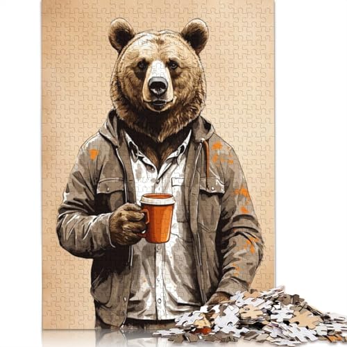 Kaffeebär-Puzzle, 100% recyceltes Kartonpapier, rechteckiges Puzzle für Erwachsene und Kinder, 1000 Teile (75 x 50 cm) von LMYmoney