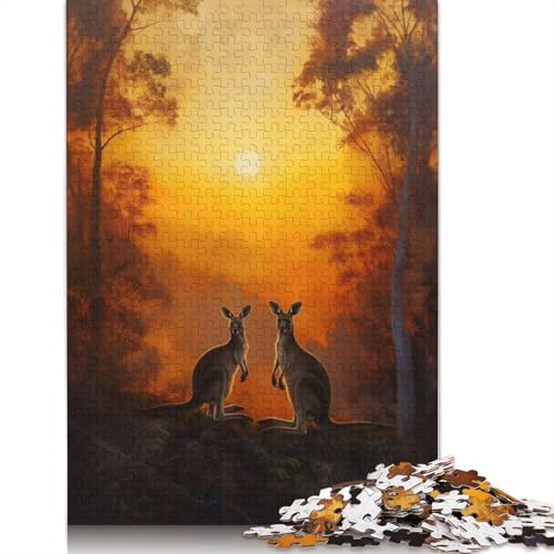 Kangaroo Forest Sunset Puzzles 1000 Teile Schwer Puzzle Spielzeug Lernspiel Impossible Herausforderungsspielzeug Für Erwachsene Und Kinder Ab 14 Jahren 1000pcs (75x50cm) von LMYmoney