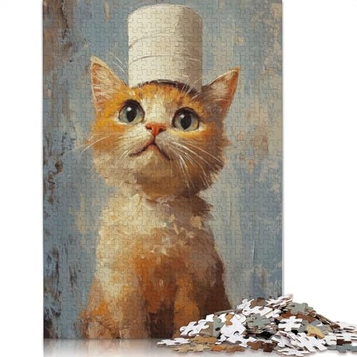 Katze im Toilettenpapierhut, Puzzle für Erwachsene, 520 Teile, DIY-Spiel, Puzzles für Erwachsene für Frauen, für Erwachsene Kinder, 520 Teile (52 x 38 cm) von LMYmoney