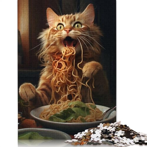 Katze isst Spaghetti Puzzles für Erwachsene 520 Herausfordernde und knifflige Ungewöhnliche Puzzles für Kinder ab 12 Jahren 520 Teile (52x38cm) von LMYmoney