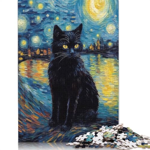 Katzennacht-Sternenkunst-Puzzles für Erwachsene ab 18 Jahren, Upe-Lernspiele, Puzzle für Erwachsene und Kinder, 520 Teile (52 x 38 cm) von LMYmoney