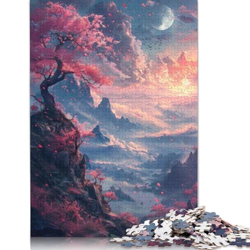 Kirschblüten auf der Klippe, 1000-teiliges Puzzle, Holzpuzzle für Teenager, lustiges Puzzle, 1000 Teile (75 x 50 cm) von LMYmoney
