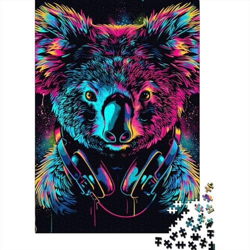 Koala mit Kopfhörern und Sonnenbrille, Puzzle für Erwachsene, 1000-teiliges Puzzle für Teenager ab 12 Jahren, 1000 Teile (38 x 26 cm) von LMYmoney