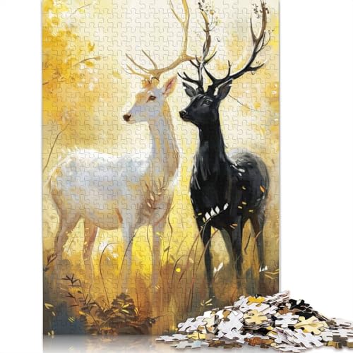 Kontrastierendes Hirsch-Duo-Puzzle, 100% Recyclingkarton, 100% Recyclingkarton, Puzzle für Jungen oder Mädchen, 1000 Teile (75 x 50 cm) von LMYmoney