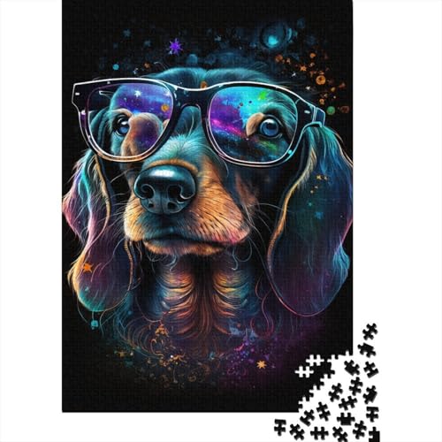 Kosmisches Chihuahua mit Brille, Puzzle, schwierig, 100% recycelter Karton, Puzzle für Frauen und Männer, 1000 Teile (38 x 26 cm) von LMYmoney