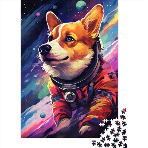 Künstlerisches Astronauten-Corgi-Puzzle, DIY-Spiel, Premium-Karton-Puzzle für Frauen und Männer, 1000 Teile (75 x 50 cm) von LMYmoney