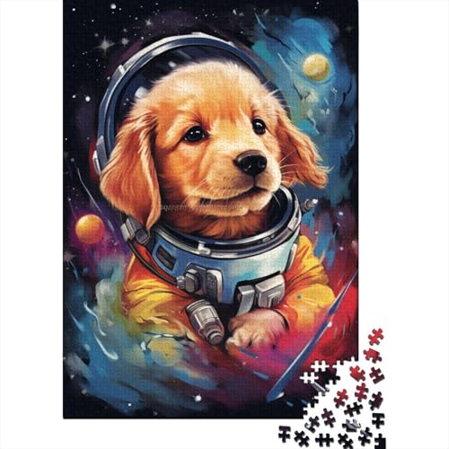 Künstlerisches Astronauten-Golden Retriever-Puzzle, Denksportaufgabe für Kinder und Erwachsene ab 12 Jahren, 1000 Teile (38 x 26 cm) von LMYmoney