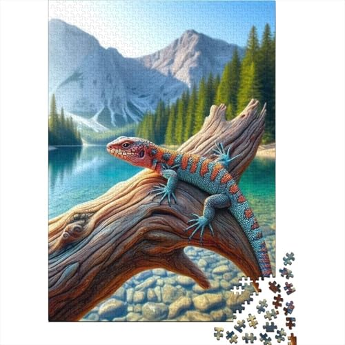 Künstlerisches Eidechsen-Puzzle, rechteckig, aus 100% recyceltem Karton, Puzzle für Erwachsene, 1000 Teile (38 x 26 cm) von LMYmoney