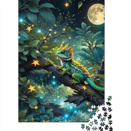 Künstlerisches Eidechsen-Puzzle, rechteckig, aus 100% recyceltem Karton, Puzzle für Erwachsene, 1000 Teile (38 x 26 cm) von LMYmoney