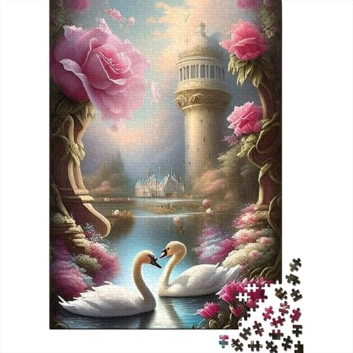 Künstlerisches Schwanen-Puzzle-Spielzeug, Lernspiel, Premium-Karton-Puzzle für Erwachsene und Kinder, 1000 Teile (38 x 26 cm) von LMYmoney