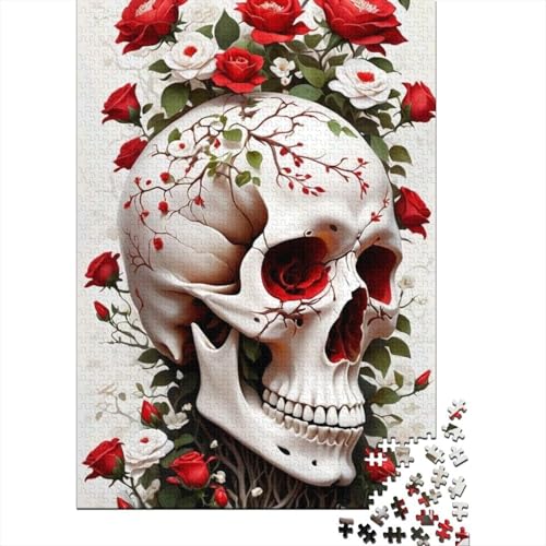 Künstlerisches Totenkopf-Puzzle, Premium-Puzzle aus 100% recyceltem Kartonpapier, rechteckig, für Erwachsene und Teenager, einzigartiges Geschenk, 1000 Teile (38 x 26 cm) von LMYmoney