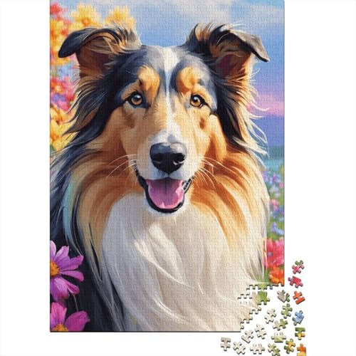 Kunst-Puzzle mit Blumen und Hunden, freundliche Materialien, 100% recycelter Karton, Puzzle für Erwachsene und Kinder, 1000 Teile (75 x 50 cm) von LMYmoney