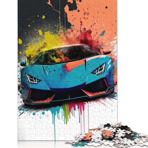 Kunst-Sportwagen-Puzzle, 100% recycelt, 100% recyceltes Holzpuzzle als Geschenk für Jungen oder Mädchen, 1500 Teile (85 x 57 cm) von LMYmoney