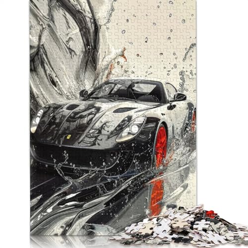 Kunst-Sportwagen-Puzzle, 100% recycelt, 100% recyceltes Holzpuzzle als Geschenk für Jungen oder Mädchen, 1500 Teile (85 x 57 cm) von LMYmoney