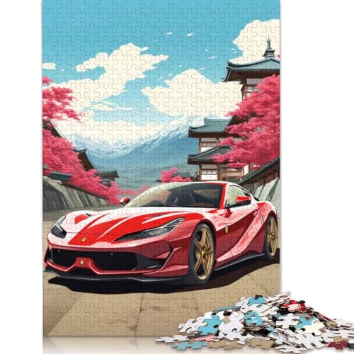 Kunst-Sportwagen-Puzzle, 100% recyceltes Holzbrett, Puzzle für Erwachsene und Kinder, 520 Teile (52 x 38 cm) von LMYmoney