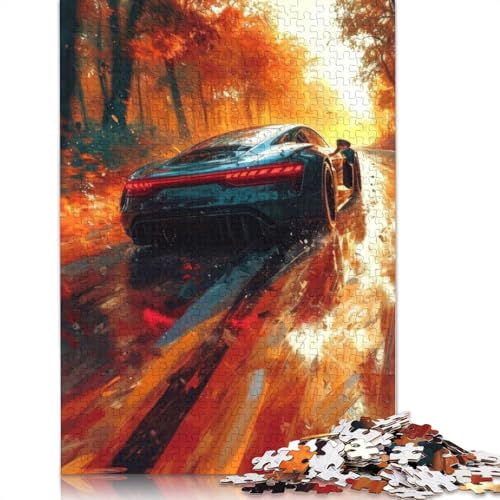 Kunst-Sportwagen-Puzzle, 100% recyceltes Holzbrett, Puzzle für Erwachsene und Kinder, 520 Teile (52 x 38 cm) von LMYmoney