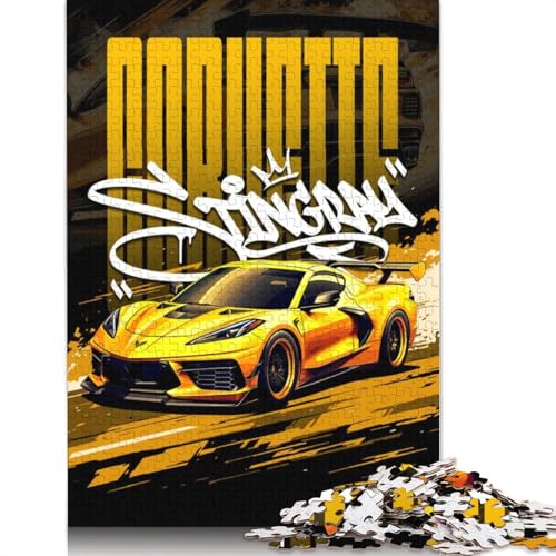 Kunst-Sportwagen-Puzzle, 100% recyceltes Holzbrett, Puzzle für Erwachsene und Kinder, 520 Teile (52 x 38 cm) von LMYmoney