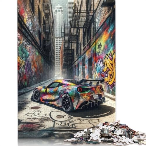 Kunst-Sportwagen-Puzzle, Dekompressionsspielzeug, 100 Prozent recyceltes Holzpuzzle für Erwachsene, Teenager, Vatertagsgeschenke, 520 Teile (52 x 38 cm) von LMYmoney