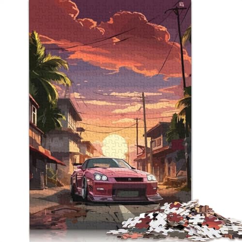 Kunst-Sportwagen-Puzzle, Denksportaufgabe, rechteckiges Holzpuzzle für Erwachsene und Teenager, 1000 Teile (75 x 50 cm) von LMYmoney