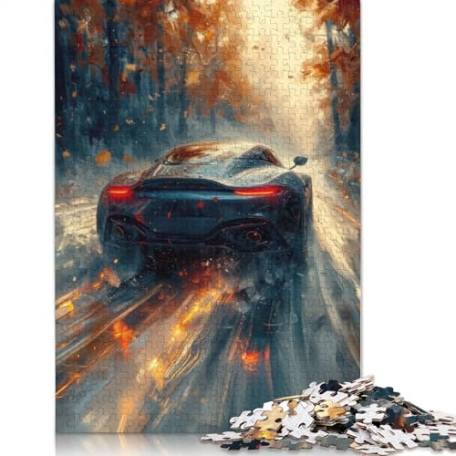 Kunst-Sportwagen-Puzzle, Entspannungs-Herausforderungsspielzeug, rechteckiges Holzpuzzle für Jungen oder Mädchen, Vatertagsgeschenke, 520 Teile (52 x 38 cm) von LMYmoney