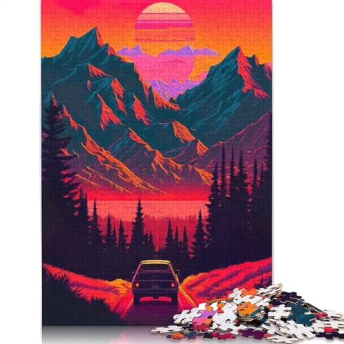 Kunst-Sportwagen-Puzzle, Familienspaß, rechteckiges Holzpuzzle für Jungen oder Mädchen, Kindertagsgeschenke, 1000 Teile (75 x 50 cm) von LMYmoney